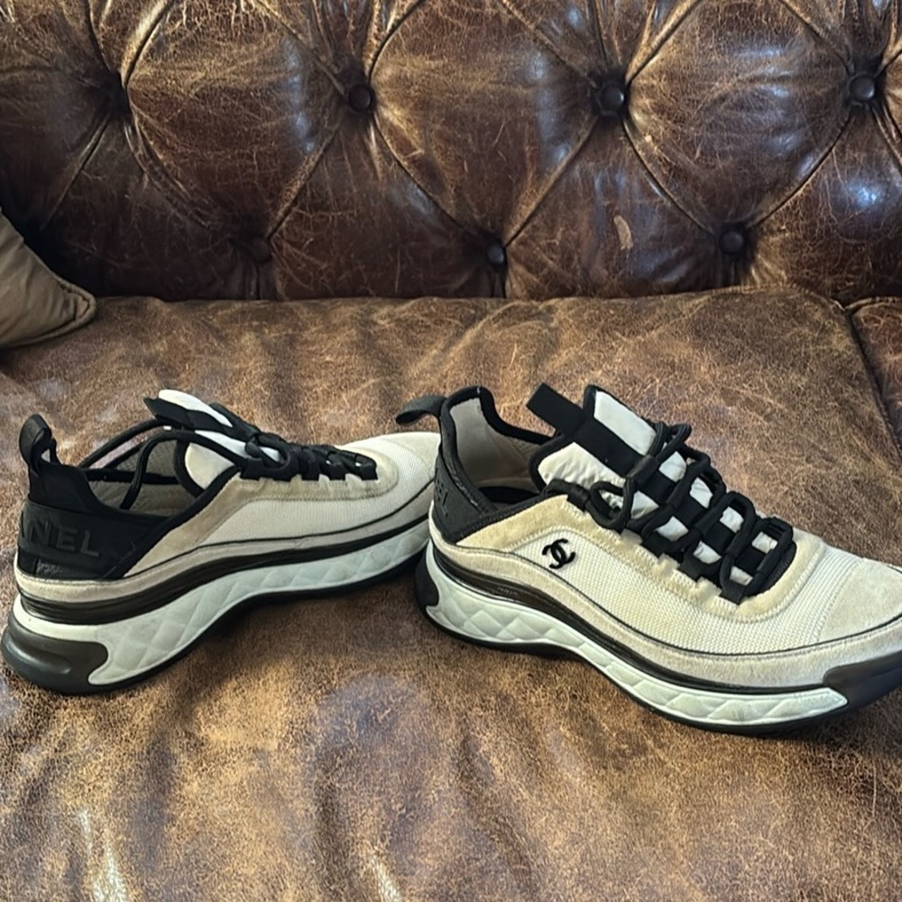 CHANEL Cream and Black Men’s Sneakers